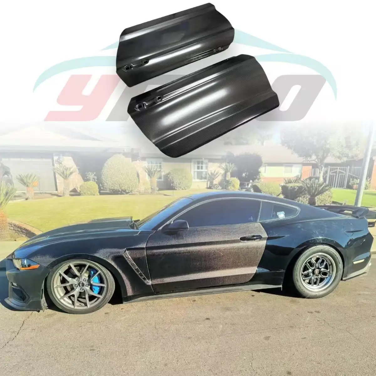 

Carbon Fiber Side Door Fender Flaps for Ford Mustang 2015-2023 Apron Panel Cover FRP Car Accessories Body Kits