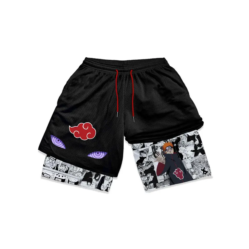 Naruto Anime Shorts Men Gym Short Pants Itachi Pain Manga Print Summer Workout Fitness Running Performance Sports Shorts Gifts