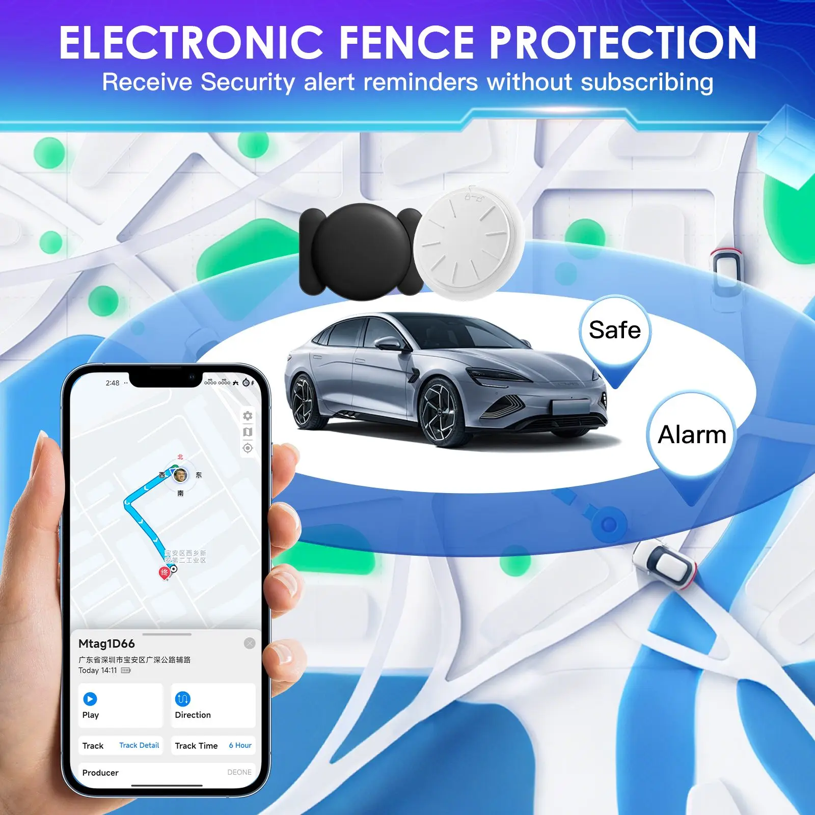 

HONGTOP Car GPS Tracking Device for Vehicles Real Time GPS Tracker Work with Find My (iOS Only) No Monthly Fee GPS Car Tracker