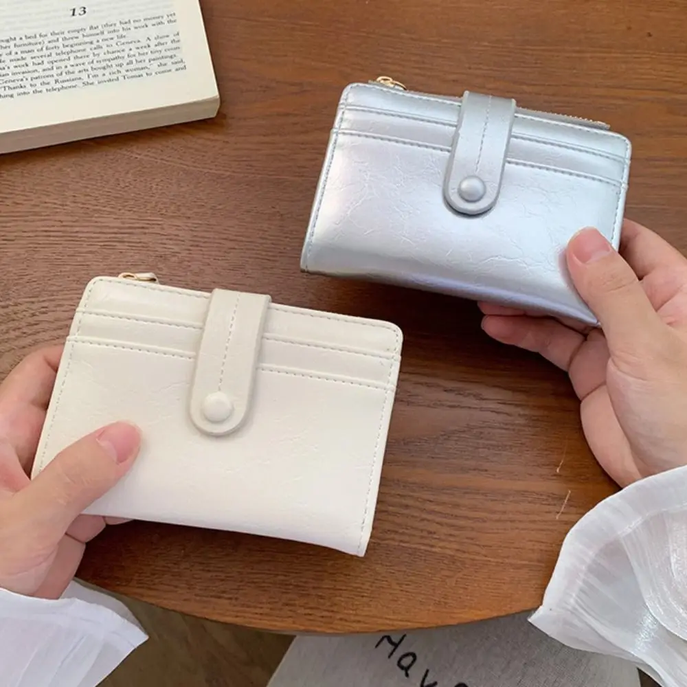 Portátil retro carteira feminina multi-função titular do cartão pu carteira curta ultra fino zíper moeda bolsa feminina