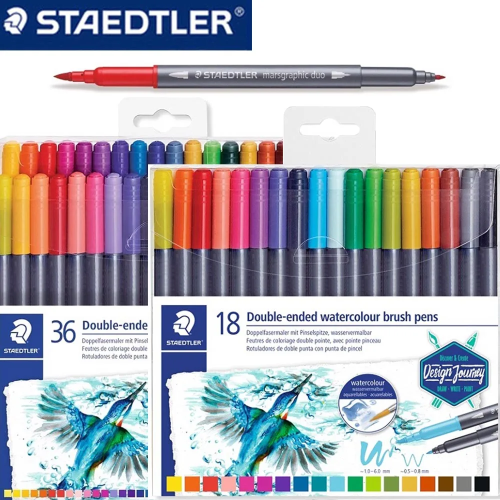 

18/36 Colors/set Germany STAEDTLER Color Highlighter 3001 Double-Headed Soluble Watercolor Pen Color Markers School Art Supplies