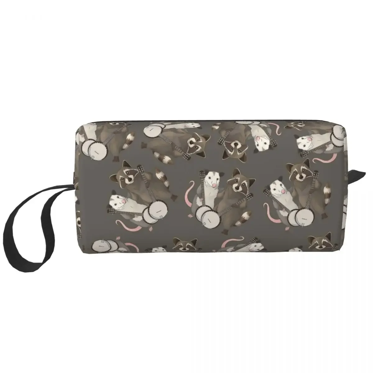 Opossum And Raccoon With Banjos Makeup Bag Pouch Waterproof Cosmetic Bag Travel Toiletry Bag Organizer Storage Bag Men Women