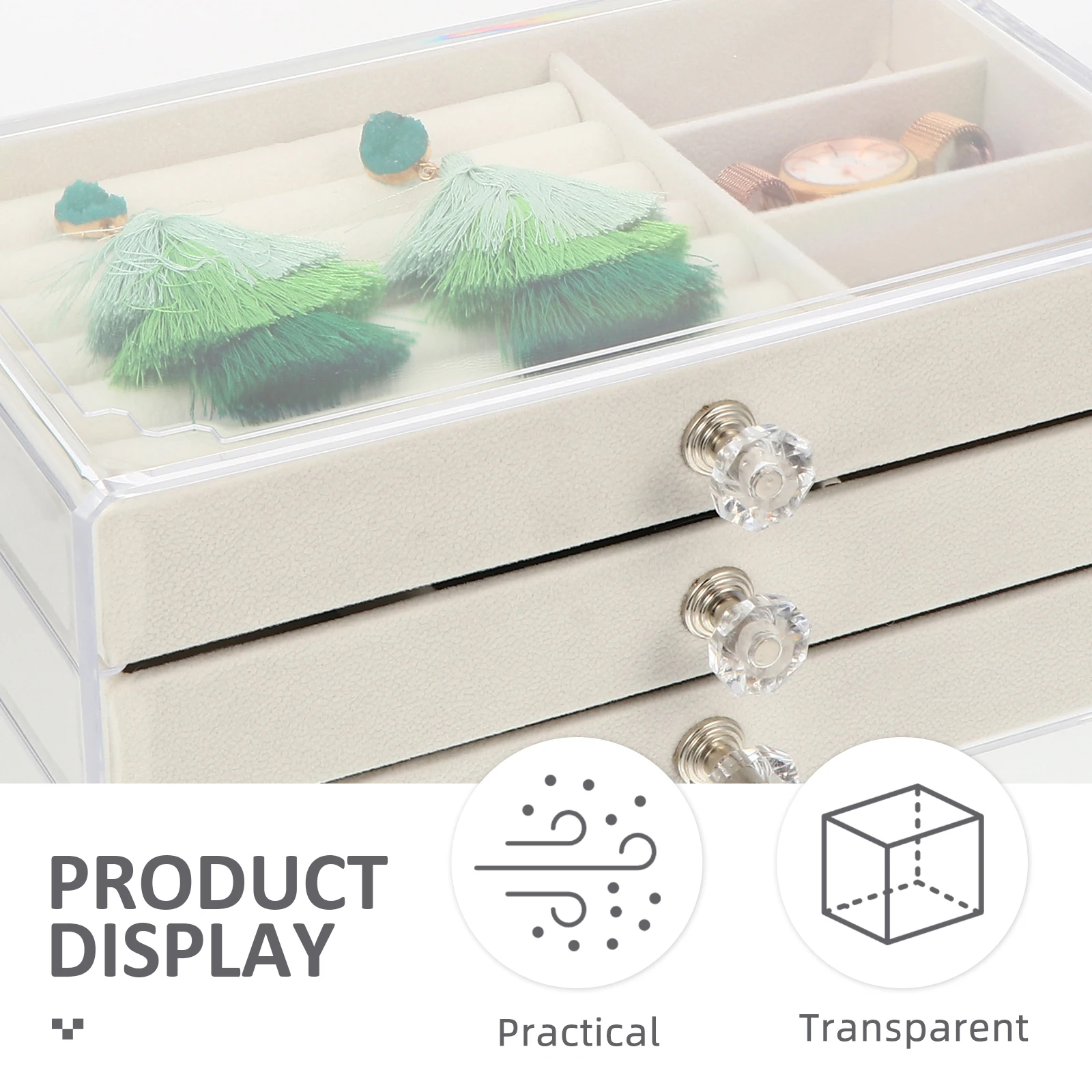 

Plastic Jewelry Earring ganizer Multi grid Display Case Multi Grid Display Box Storage Container Necklace Holder Ear Accessories