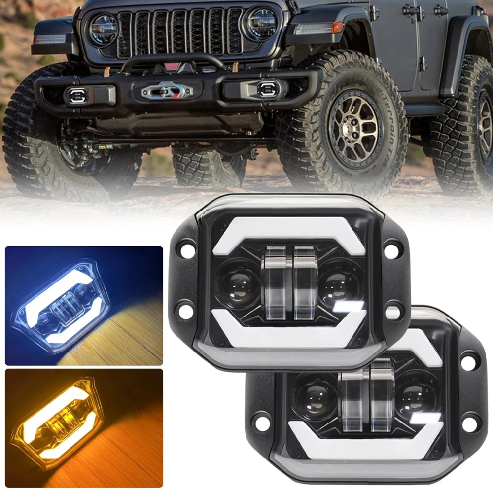 5 "بوصة الأضواء فلوش جبل LED ضوء العمل بار H4 قبالة الطريق 4X4 المصباح Atv Niva Lada JK TJ سيارة 12 فولت 24 فولت LED القيادة الضباب مصباح
