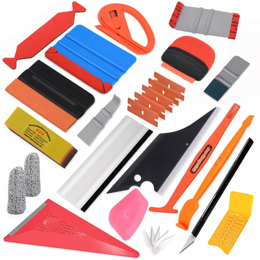 FOSHIO Car Vinyl Wrapping Scraper Magnetic Squeegee Window Tinting Tool Kits Carbon Fiber Film Cover Sticker Decal Cutter Knife