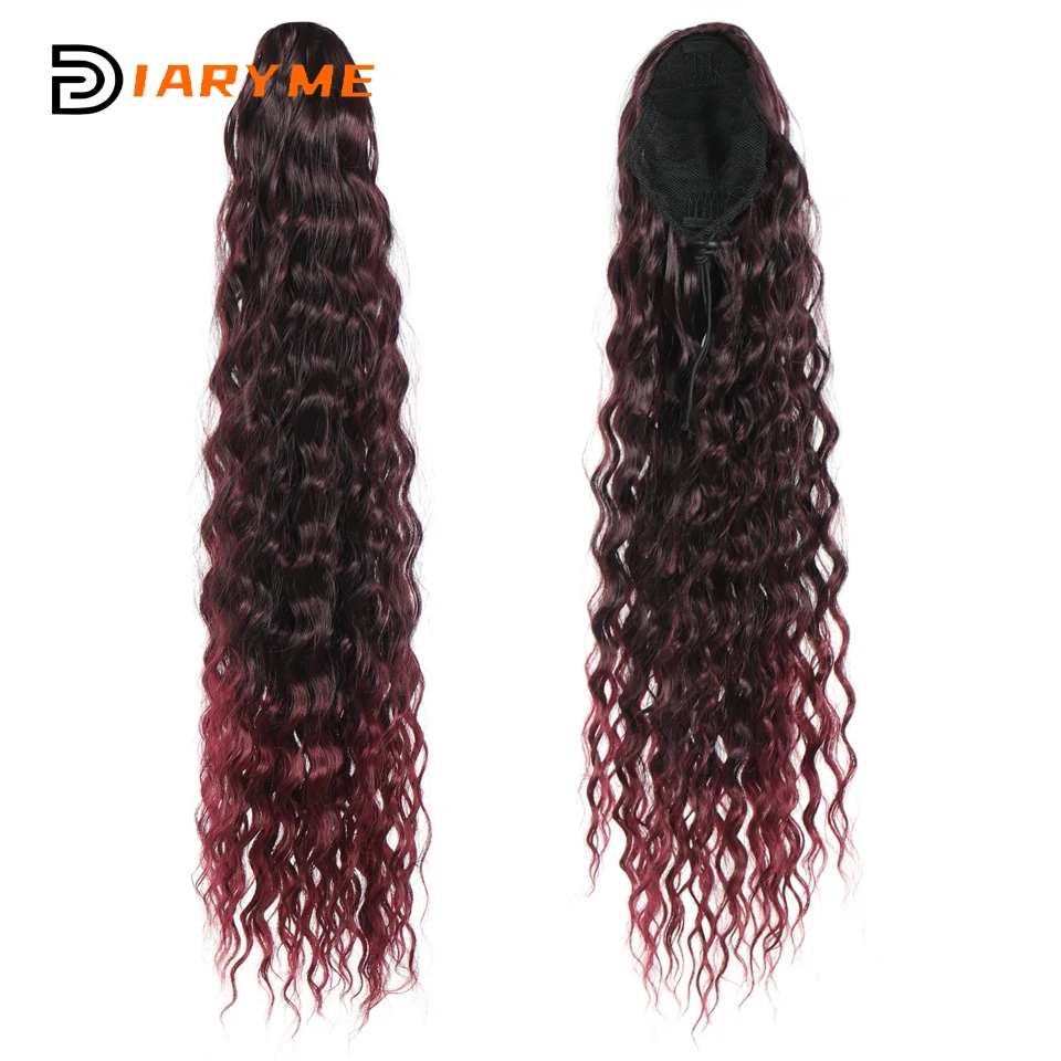 Drawstring Clip In Ponytail Extensions For Black Women Synthetic 24/30 Inch Afro Kinky Curly Ponytail Hair Extension