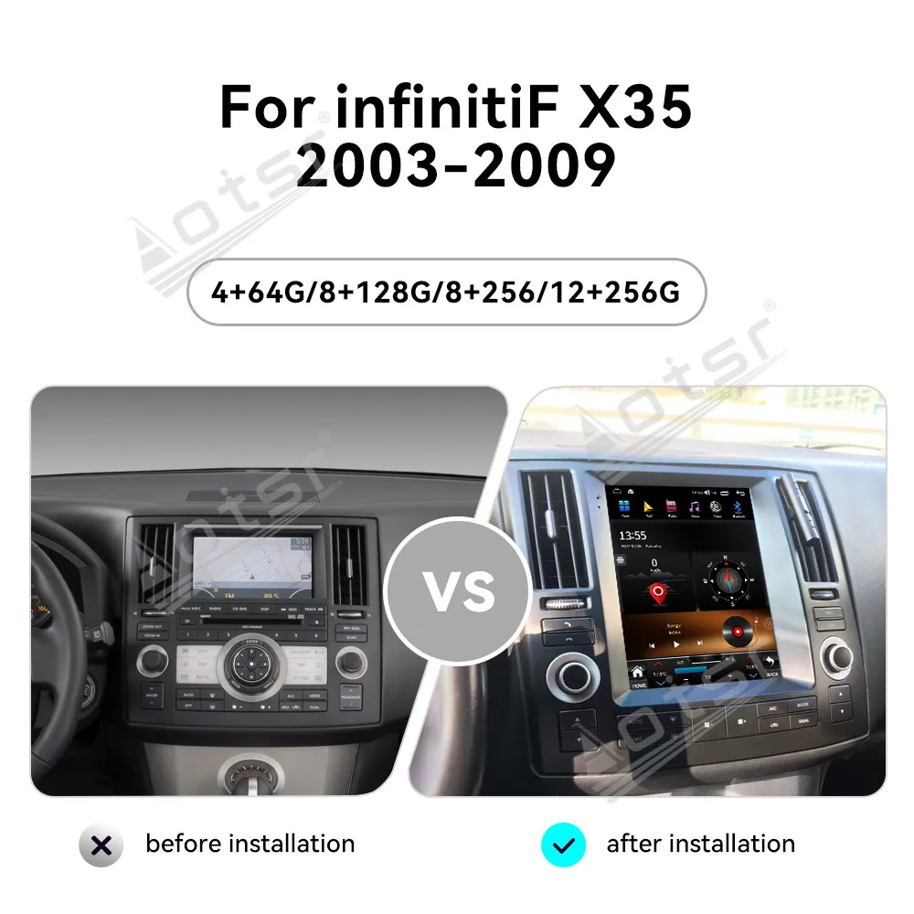 Touch Screen Android 14 Auto Multimedia Car Radio For infinitiF X35 2003-2009 Car GPS Navigation Audio Stereo Head Unit Carplay