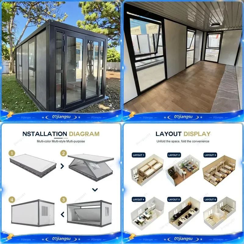 Z Shape Folding Container House Portable Mobile Prefab Tiny Home Modular Expandable Living Space Quick Assembly Outdoor Cabin