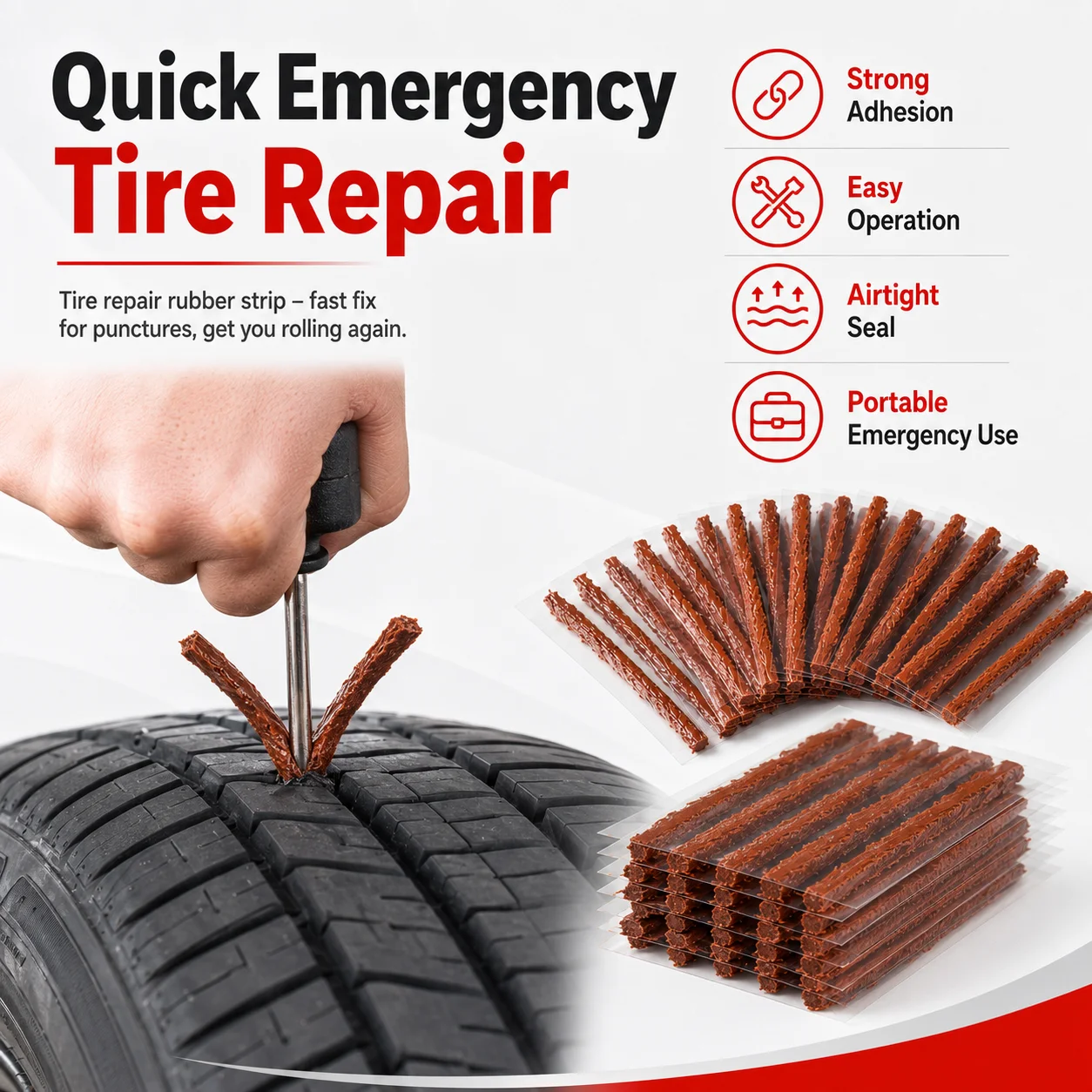 PINMOAP Tire Repair Rubber Strips Tubeless Tire Plug Strings For Car Motorcycle Bike Truck Puncture Repair Refill Accessories