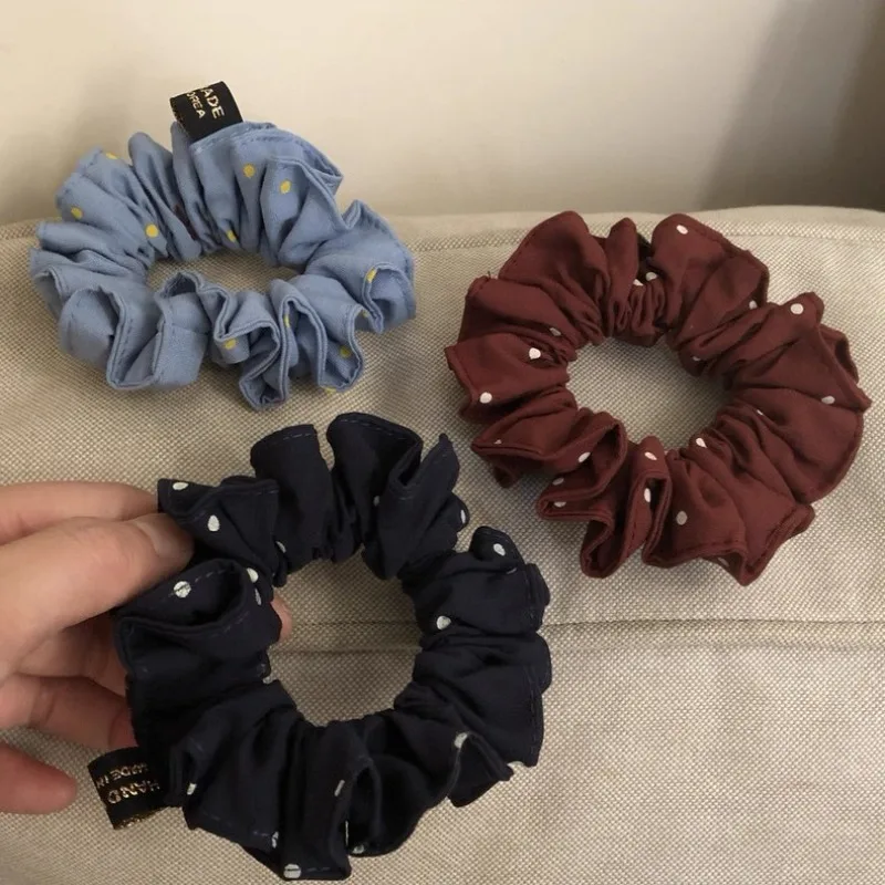 Polka Dot Ruffle Hairbands Elegant Temperament Women Ponytail Hair Ropes Korean Fashion Girls Does Not Hurt Hair Rubber Bands