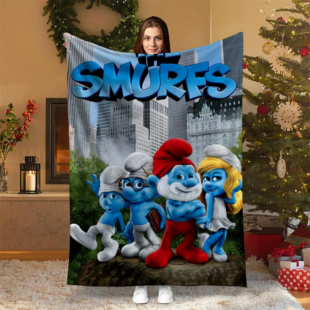 T-The Smurfs Designer Blanket Bed Blanket 150cm X 200cm Sofa Blankets for Decorative Sofa Fluffy Plaid Microfiber Bedding Cobija