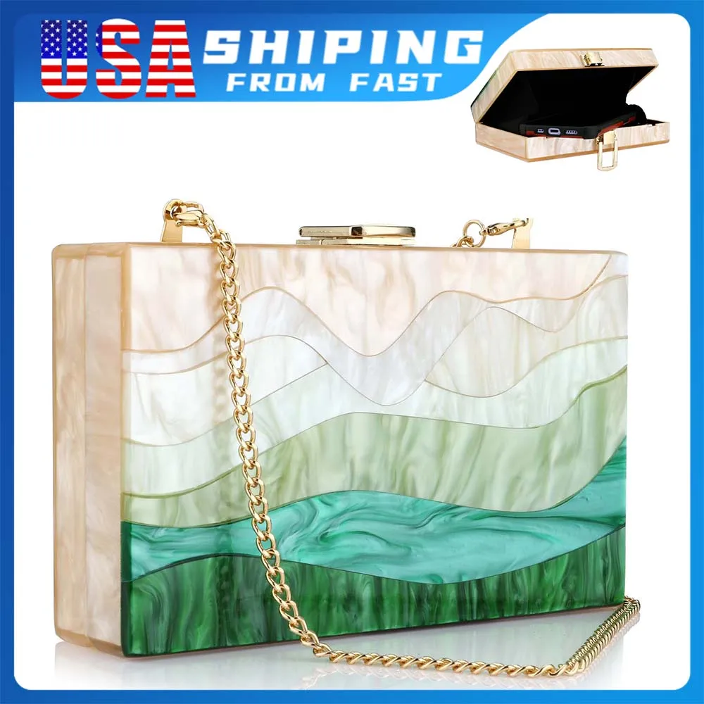 

Acrylic Clutch Girl Bag with Chain Fashionable Women Party Evening Wedding Handbag Shoulder Bag Hard High Quality Casual Bag