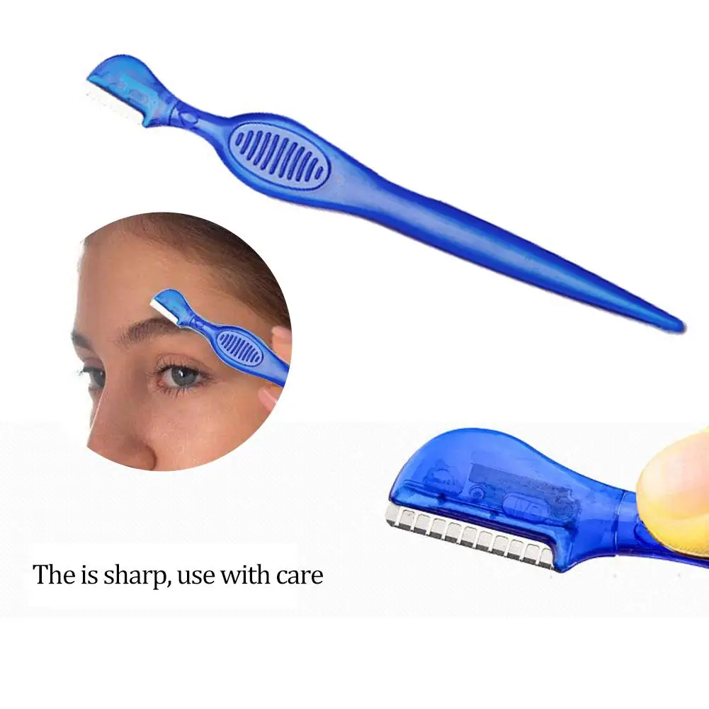 Pettine per lama di rasoio per sopracciglia Mini rasoio per sopracciglia portatile Rasoi per il viso multiuso Strumento per trucco di bellezza in acciaio inossidabile per donne e uomini
