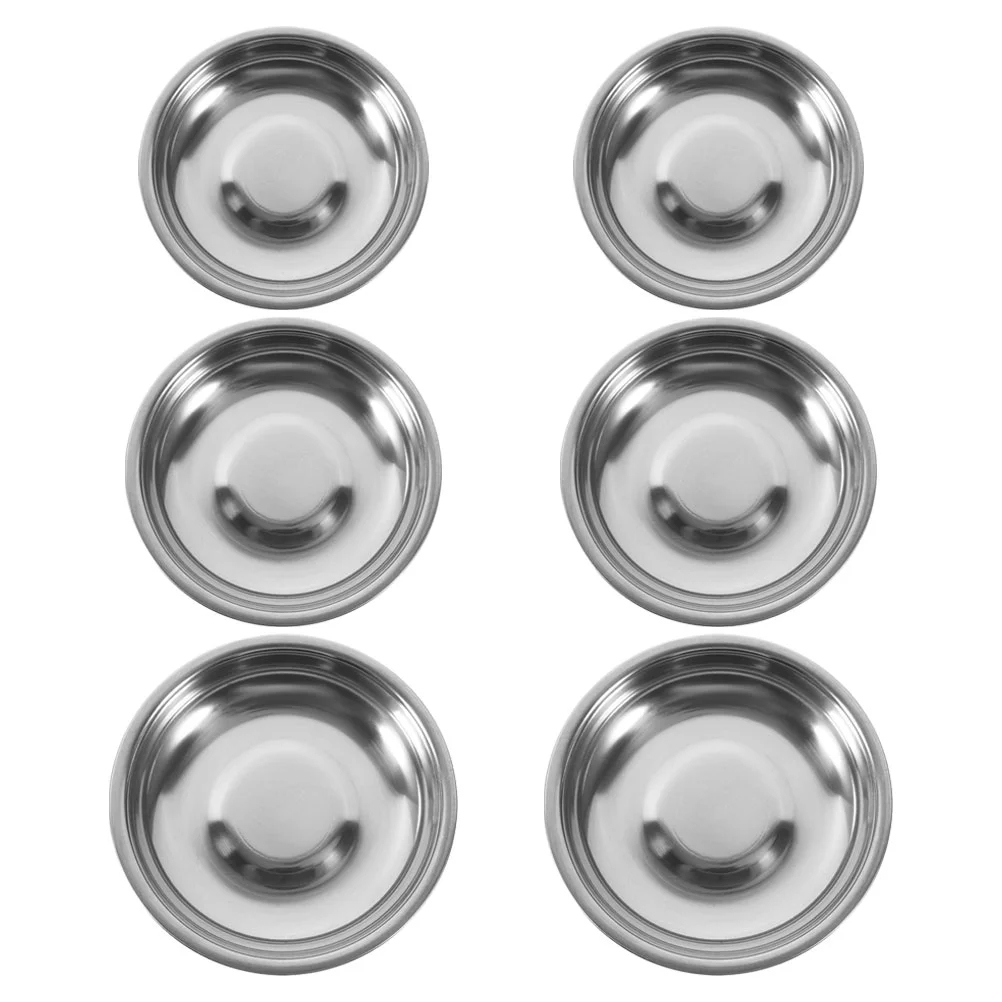 6 Pcs Stainless Steel Dish Sauce Bowl Small For Cooking Tomato Round Plate Dishes Dipping Soy Snack Cup