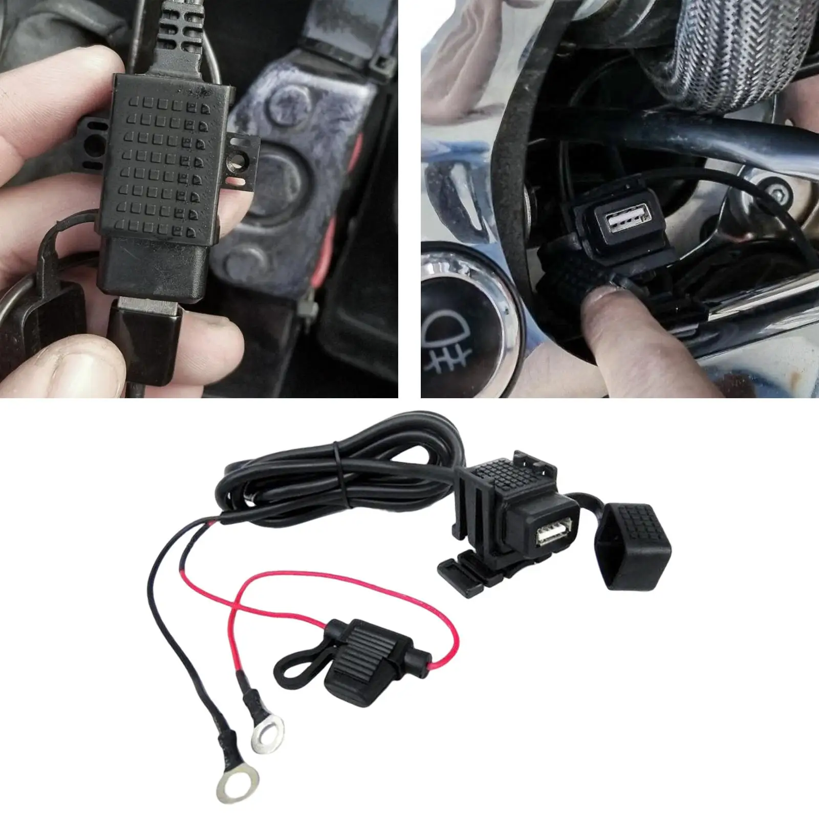 

Motorcycle USB Charger Charging Cable Waterproof USB 2V-24V 5V 2.1A Phone Tablet Charger Socket Cable Easy to Install