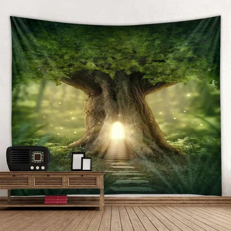 

Fantasy tree tapestry wall hanging mat multifunctional table cloth cover picnic beach towel psychedelic bohemian decoration