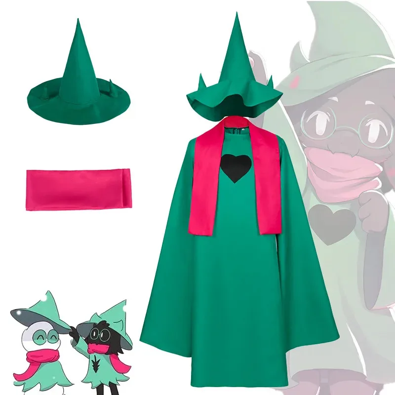 Undertale Ralsei تأثيري هوديي عباءة Deltarune تأثيري كيب الزي مع قبعة وشاح الرجال والنساء أزياء الهالوين
