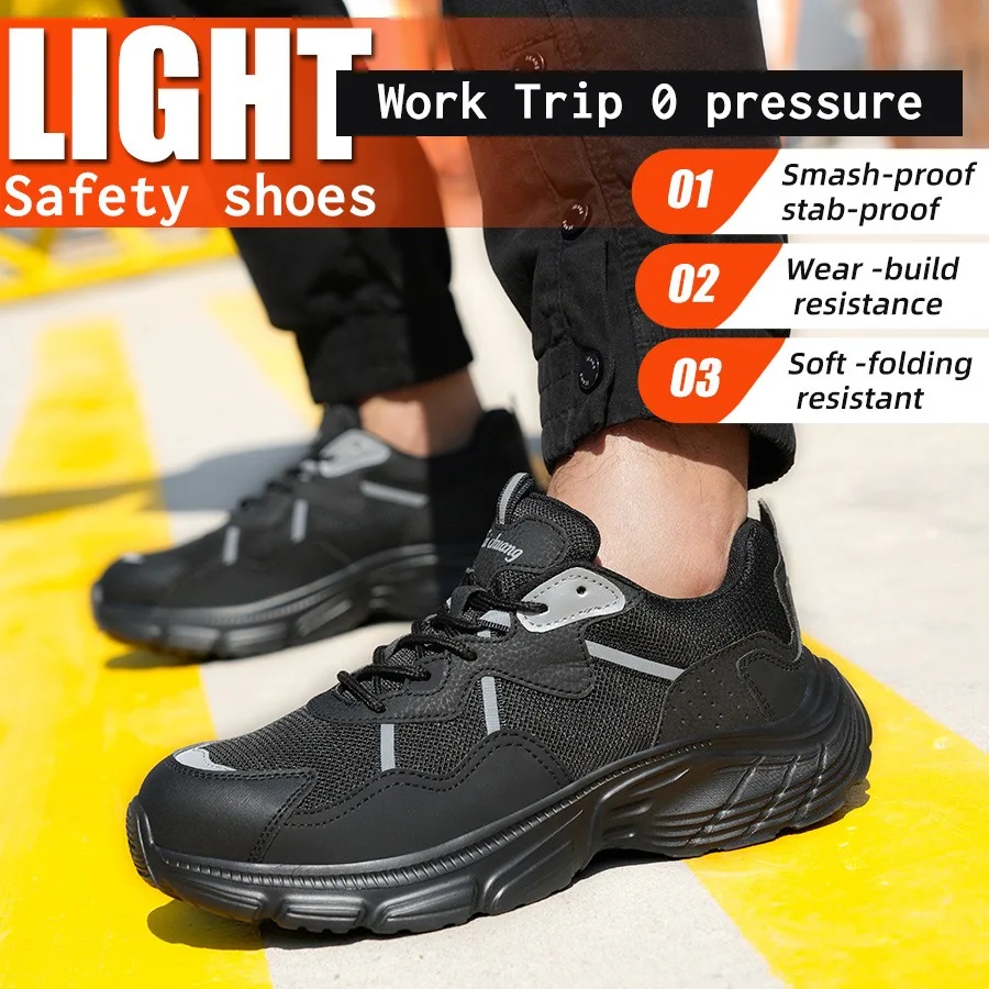 Spring and Autumn Breathable Safety Shoes Anti smashing and Anti piercing Steel Baotou Men\'s Wholesale