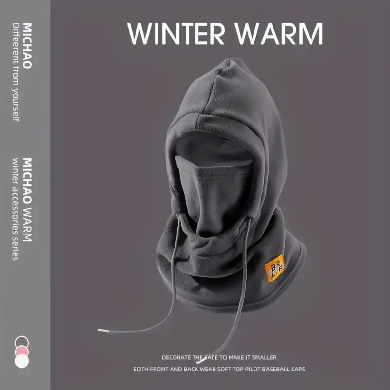 Winter-Wärmemütze mit Maske und Nackenwärmer 3-in-1 Winddichte Sturmhaube für Männer und Frauen Maskierte Mütze für Radfahren und Kälteschutz