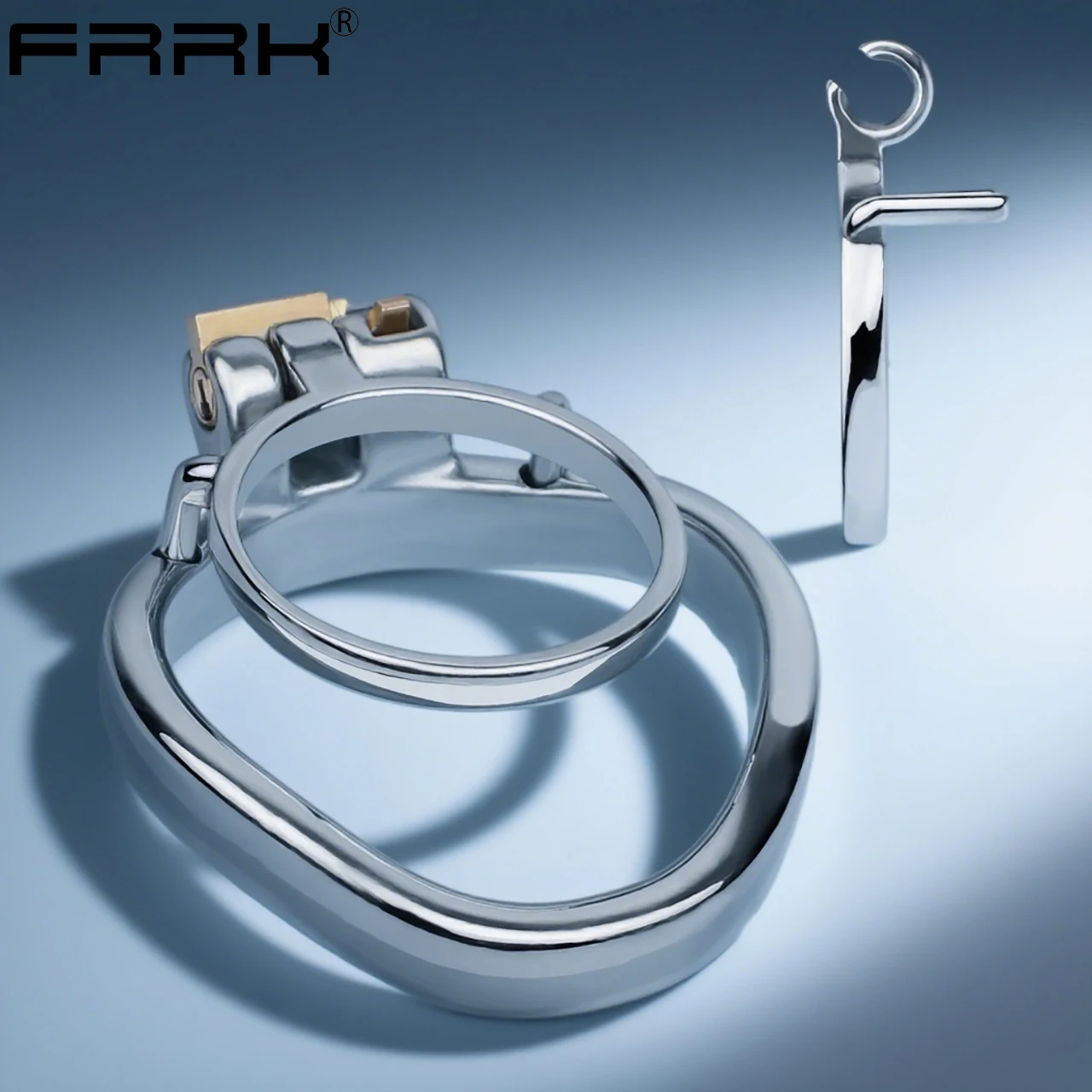 FRRK Mała klatka na penisa ze stali nierdzewnej dla mężczyzn, erotyczny blokada cewki moczowej, zabawki erotyczne, podwójne pierścienie na penisa, urządzenie do krępowania penisa dla sissy.