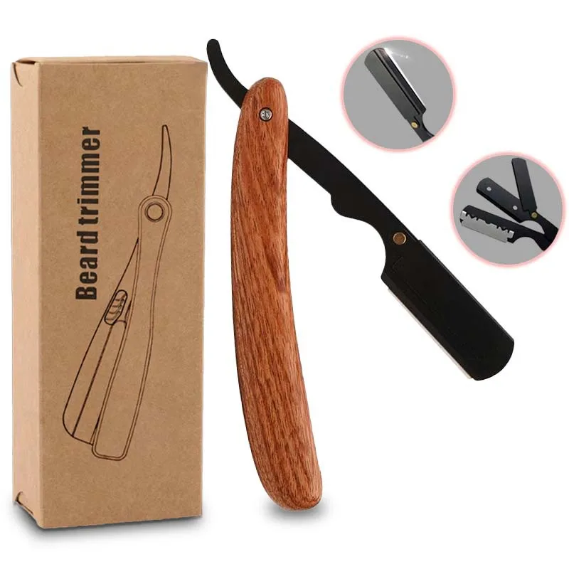 Manual Razor, Old-fashioned Razor, Folding And Blade Changing Style, Men's Imitation Wood Grain Knife Holder