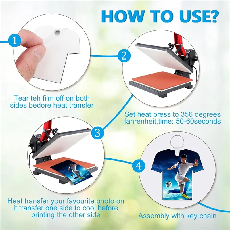 A32Z-120PCS Sublimatie Sleutelhanger Blanks Dubbelzijdig Warmteoverdracht Blanks MDF Sleutelhangers Voetbal Sublimatie Sleutelhanger Blanks