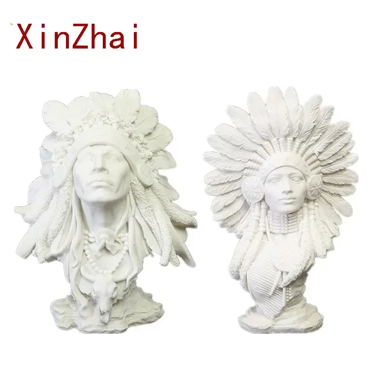 

VILEAD 30cm Sandstone Indian Woman Statuettes Creative People Figurines Home Decoration Accessories Window Display Cabinet