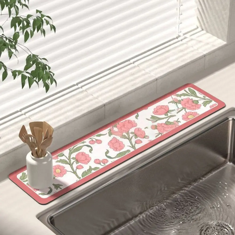 Diatomite Faucet Draining Mat Non-Slip Multi-function Drying Mat Convenient Splash Countertop Protector