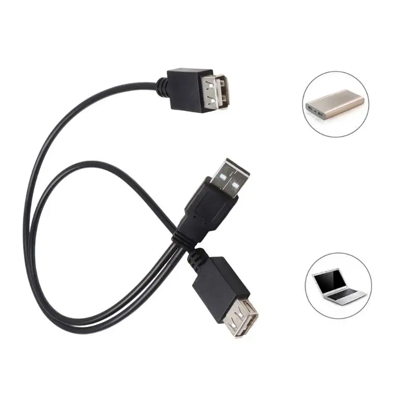Y1UB USB2.0 Y Adapter Cable Male to Double Female Port 40cm Active Hub Function Cord For Hard Drives Phone Charging