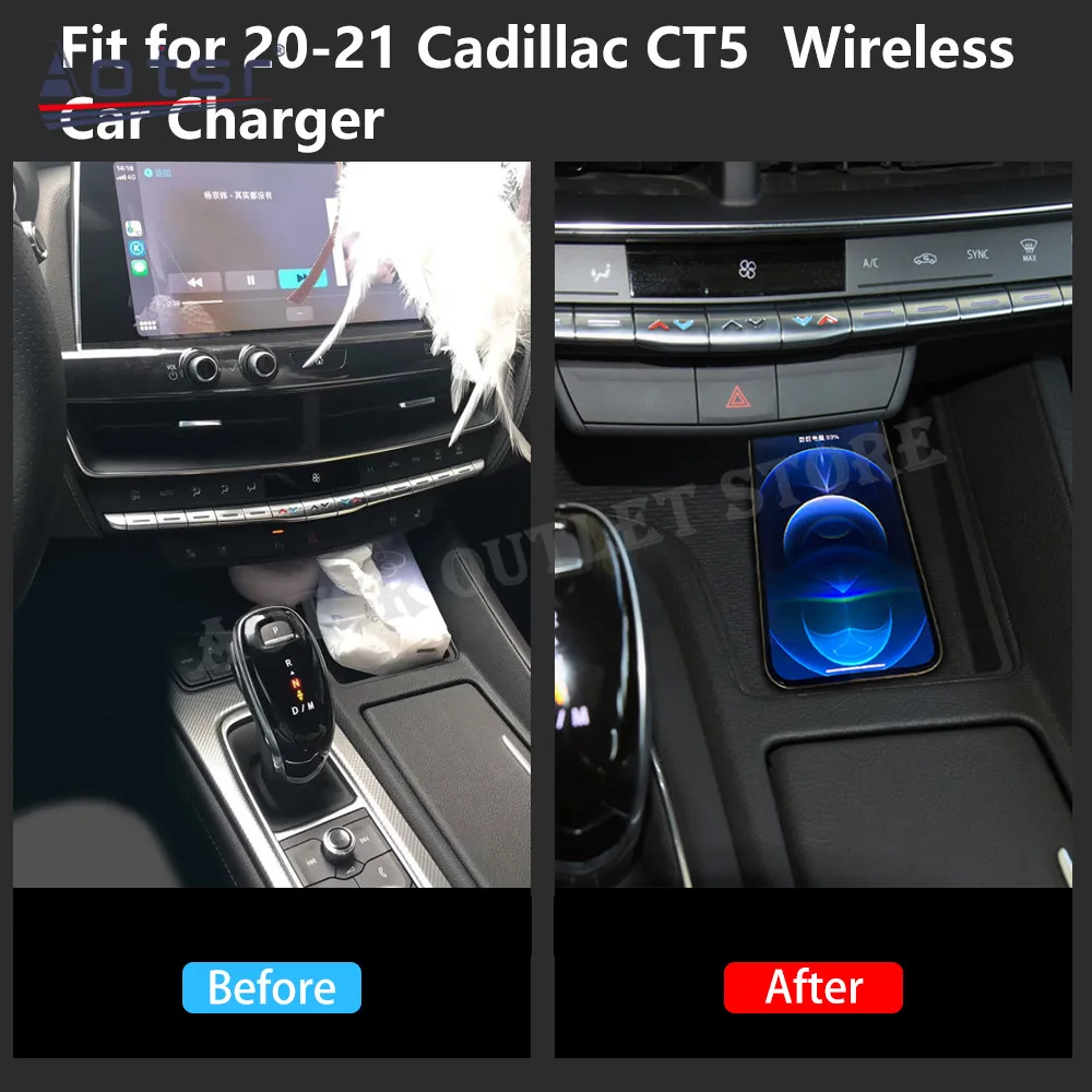 QI Car Infrared Fast Wireless Charger For Cadilac CT5 2020 2021 QI Charging Interior Accessories Intelligent Mobile Phone Holder