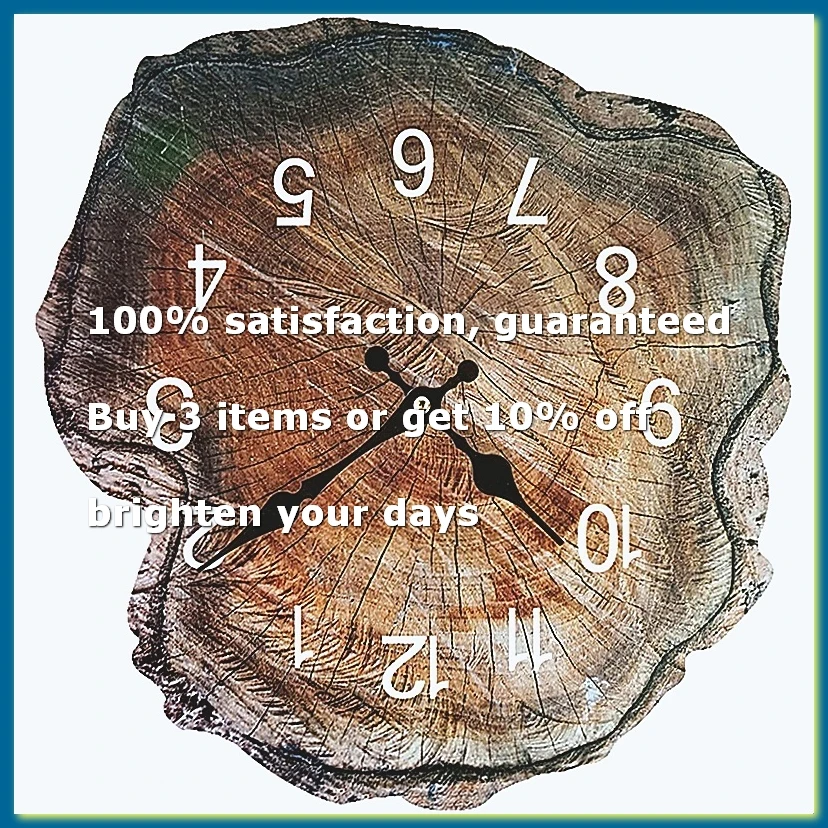 ●12 Inch Simulation Annual Ring Wooden Wall Clock Old Wood Grain Silent Clocks Watch Living Room Home Office Decorations-ABFB