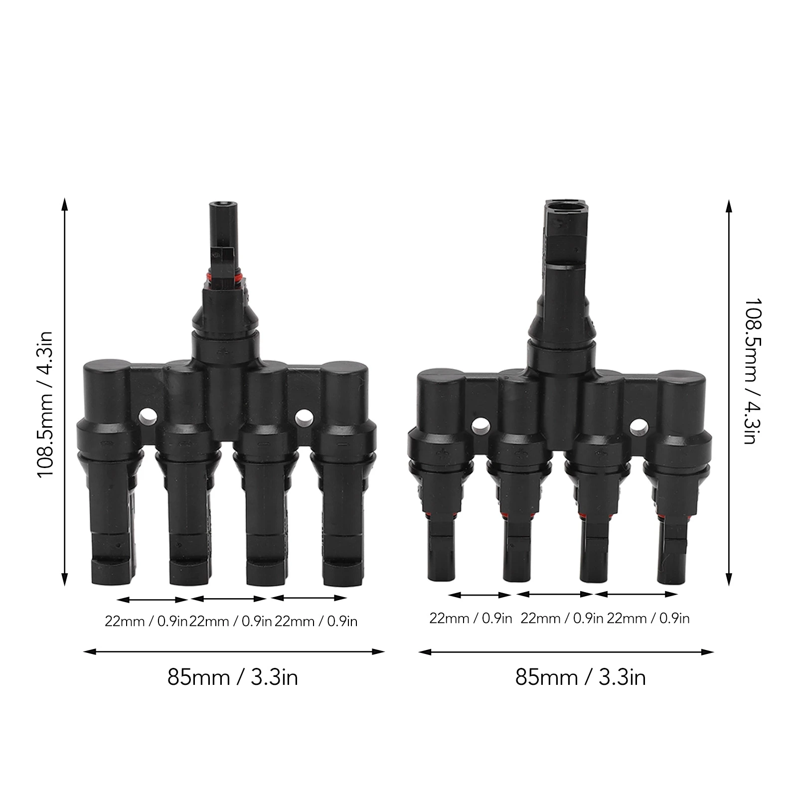 2Pcs Solar Branch Connector 1 to 4 Weather Resistance High Temperature Resistance Solar T Connector 1500V DC 50A