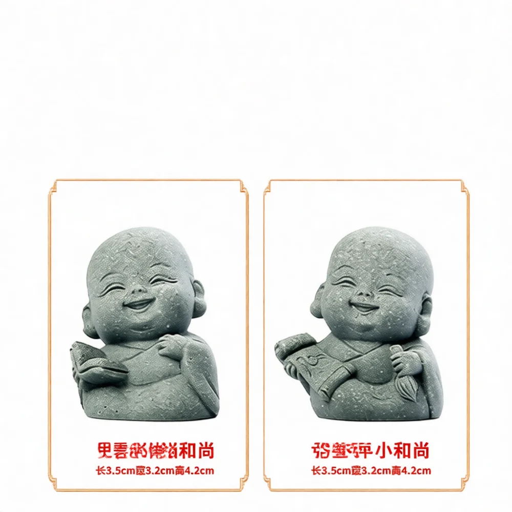 Zen Style Little Monk Figurine Chinese Ornament Home Decor Resin Statue Miniature Desktop Decoration Ornament Office Art