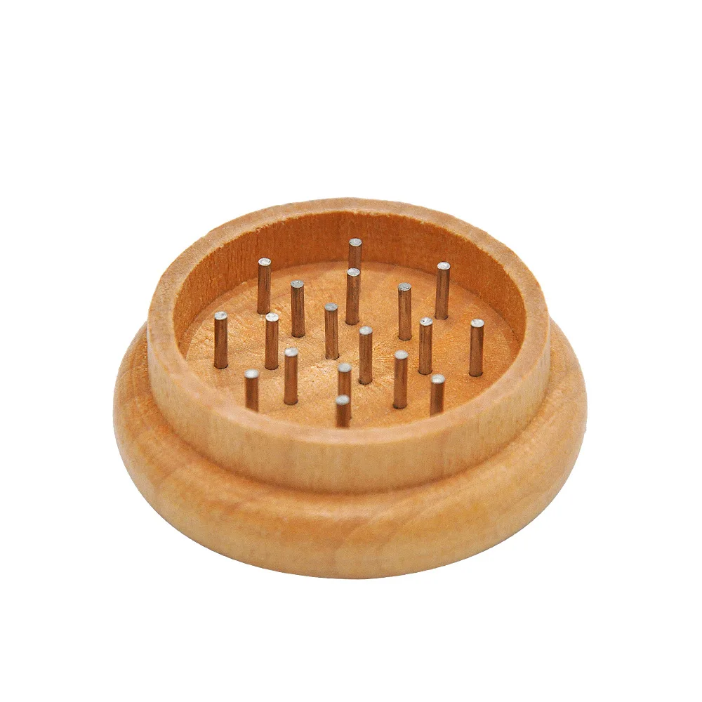 2-Layers 55mm Dia Zinc Alloy Tobacco Grinder Round Wooden Herb Crusher for Kitchen Supplies DIY Cutter Smoking Accessories