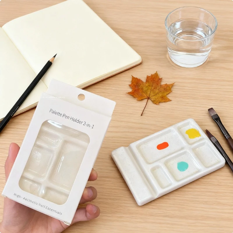 4well Ceramic Palette 107x70mm Easy To Clean Stable Nature Not Absorb Colors for Color Adjustment Sketching DIY Manicure Design