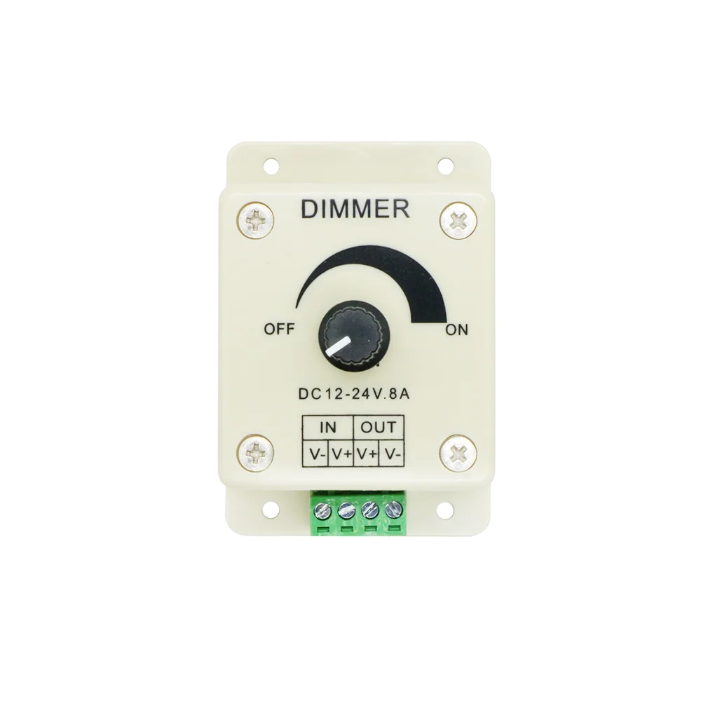 Led Dimmer Schakelaar Dc 12V 24V 8a Verstelbare Helderheid Lamp Lamp Strip Driver Enkele Kleur Licht Voeding Controller