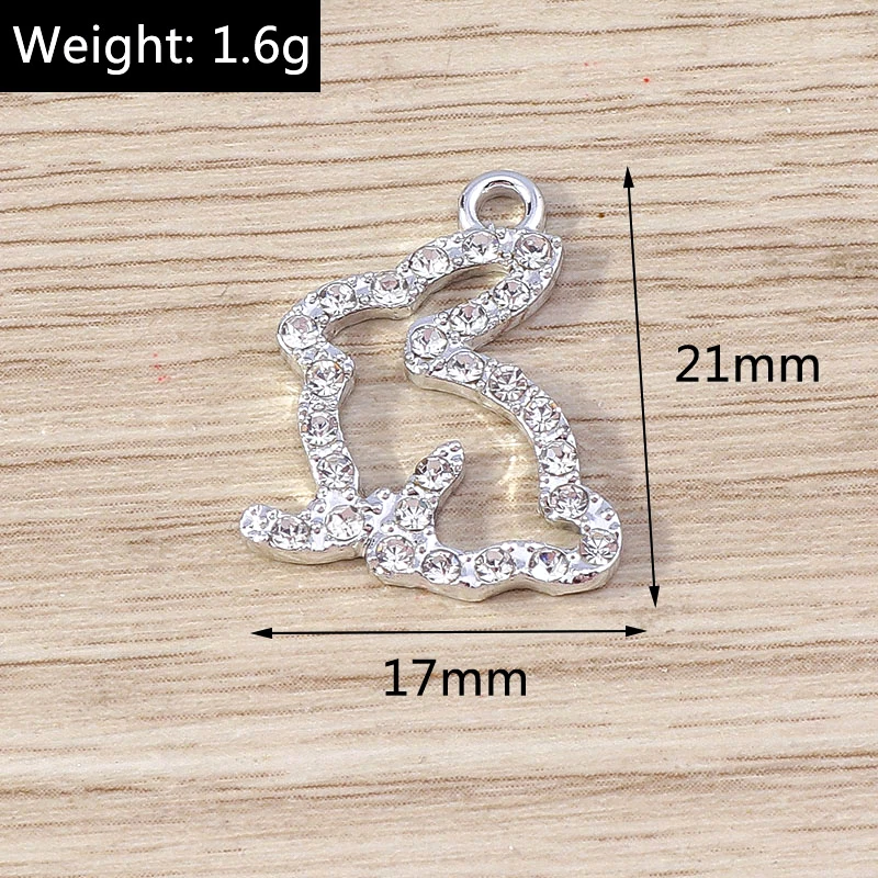 Tusember 10 Stück 17*21mm Niedliche Kristall-Häschen-Anhänger für DIY Handgemachten Schmuck, Armband-, Halsketten- und Ohrring-Zubehör – Detail 18