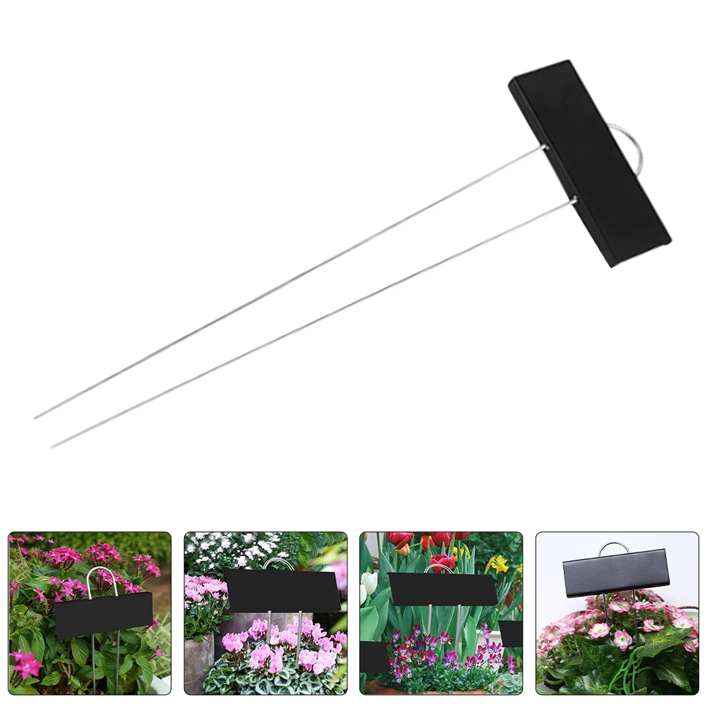 

6pcs Metal Plant Labels Garden Markers Reusable Weatherproof Planting Tags Vegetable Flower Name Plates Black T Shape Design
