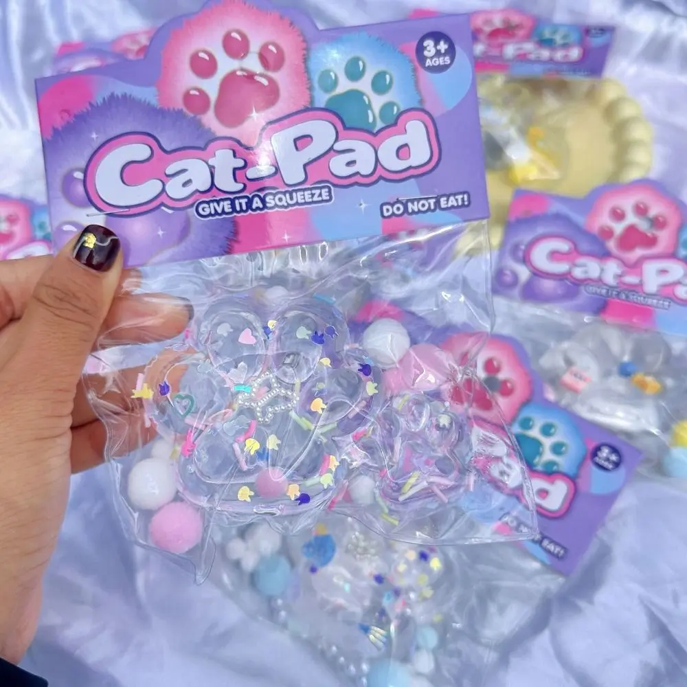 Mini TPR pata de gato juguete de rebote lento arco de perla apretar pata de gato transparente encantador gato garra pellizco juguete decorativo