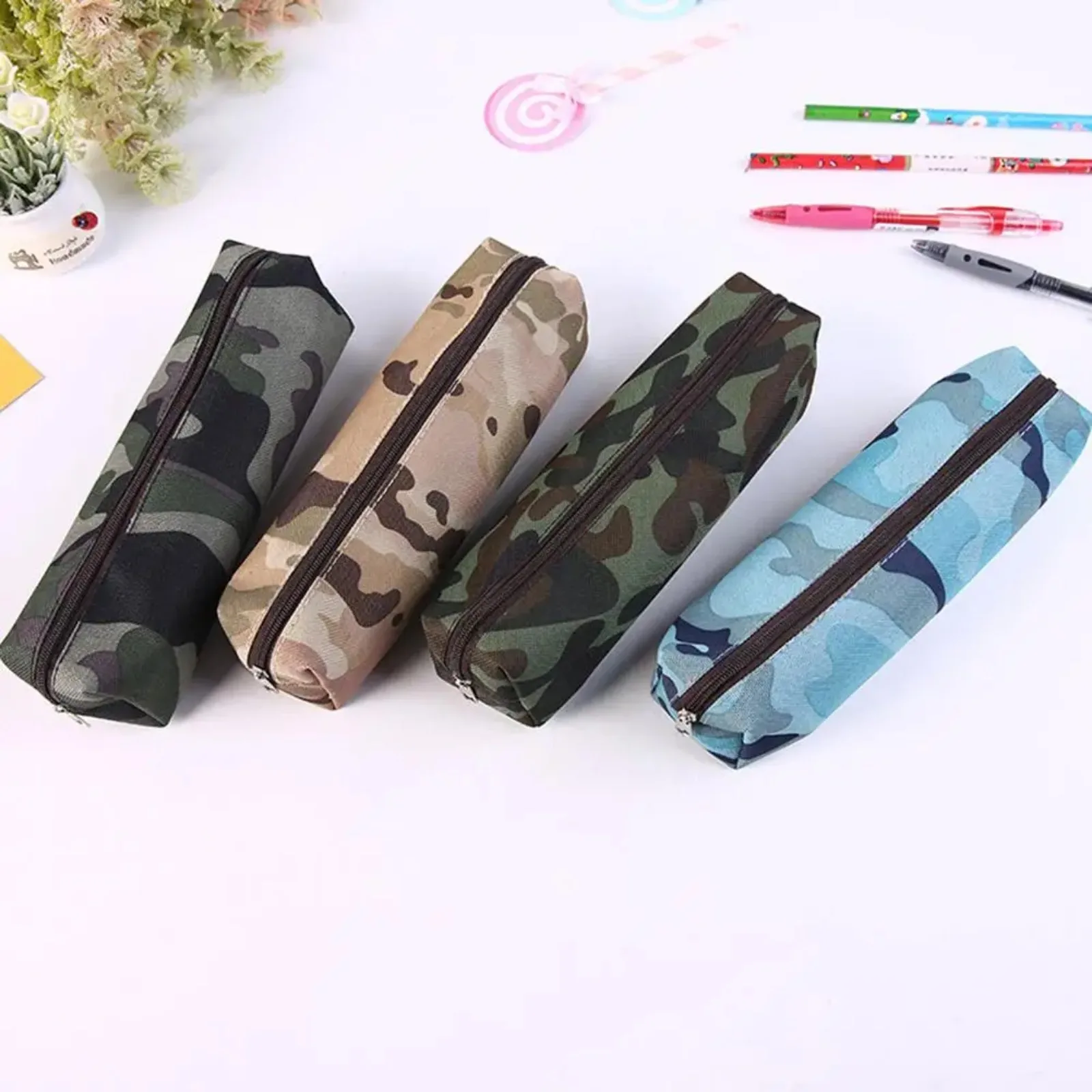 1Pcs Creative Camouflage Pencil Case Stationery School Supplies for Girls Boys Cute Pencil Bag High Capacity Canvas Pencil Box