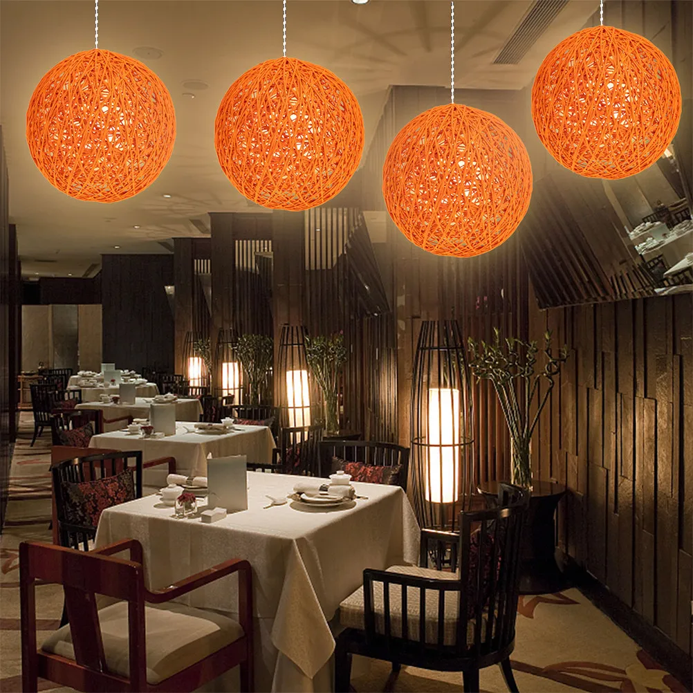 

Rattan Ball Lamp Shade Simple Protective Cover for Living Room Bedroom Ceiling Light Shade Decor Ceiling Light Cover