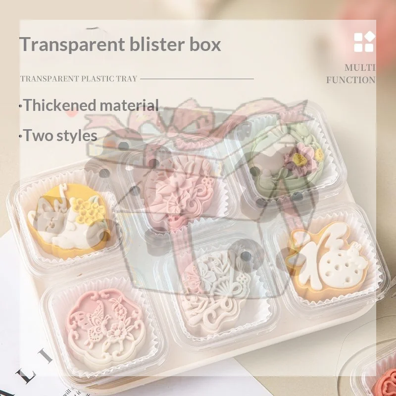 【CC】50 Pcs Transparent Plastic Mooncake Tray Thickened Sturdy Material For Mid Autumn Pastry Dessert Packaging