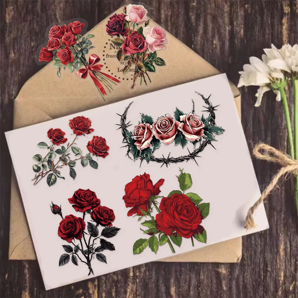 50PCS Retro Rote Rose Graffiti Aufkleber Premium Gefühl Handheld Konto DIY Telefon Fall Notebook Wasser Flasche Spielzeug Aufkleber