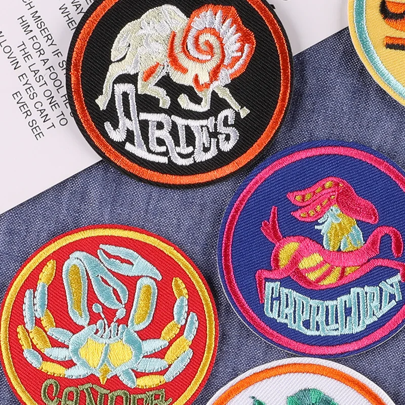 1 Piece Constellation Energy Badge Round Cloth Accessories Patch Iron Patches Sewing Tshirt Stickers Patchs for Clothes Clothing