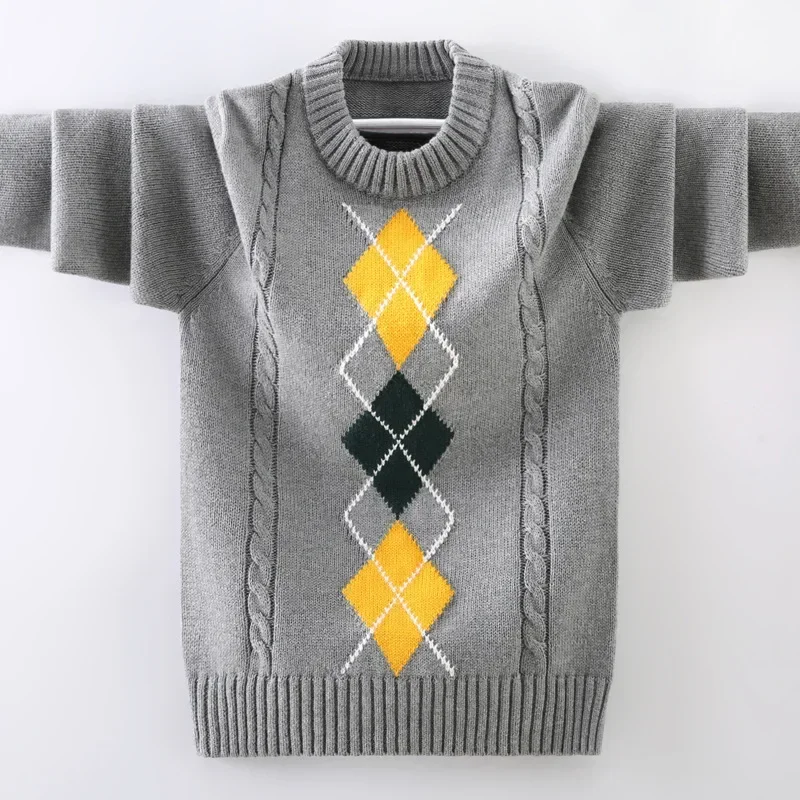 Kids Sweater Fashion Pattern Design Children's Knitted Pullover Sweaters For Teen Boys 4 6 8 10 12 14 Years Clothing