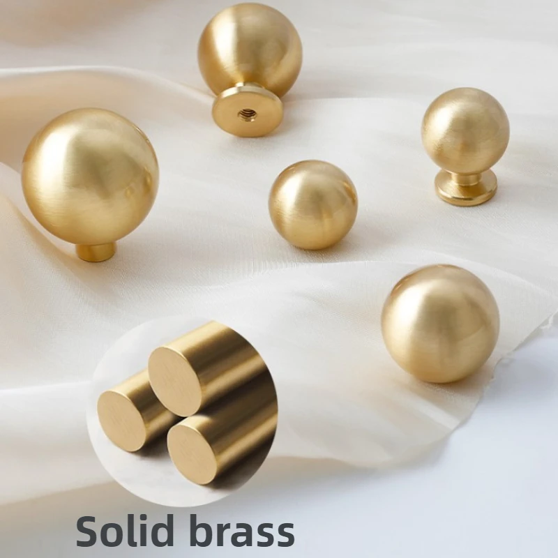 Massiver Messing-Einlochknopf, Runde Möbelgriffe, Moderner Minimalistischer Goldener Schubladenknopf, Kleiderschrank-Türgriff, Küchengriff – Detail 2