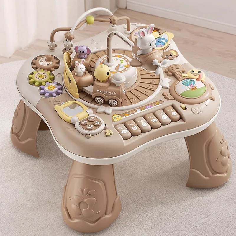 Toddler Early Education Multifunctional Game Table 8 in 1 Electric Spin Fishing Sensory Learning Montessori Busy Board Kids Toys