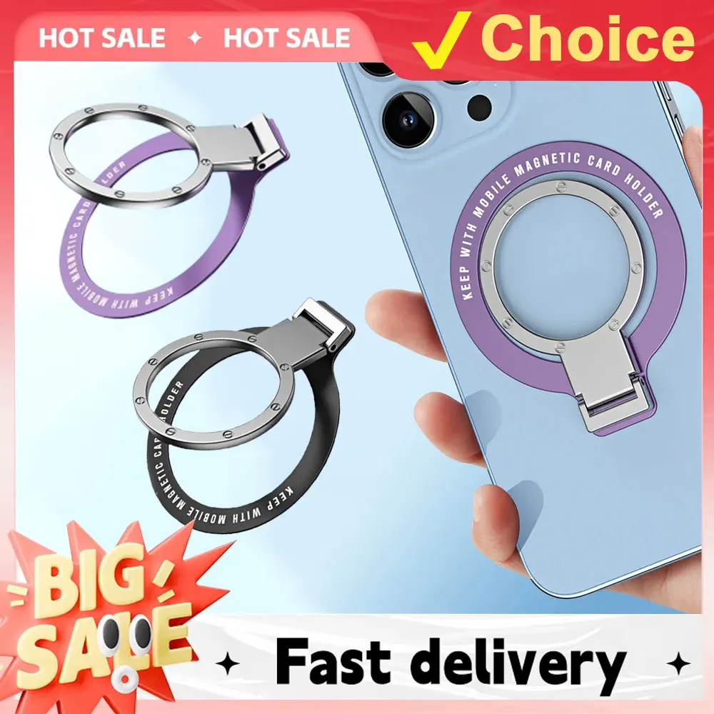 

Foldable Magnetic Ring Holder For MagSafe Multi Angle Adhesive Paste Rack Support Magnet Finger Ring Car Phone Grip Stand Holder