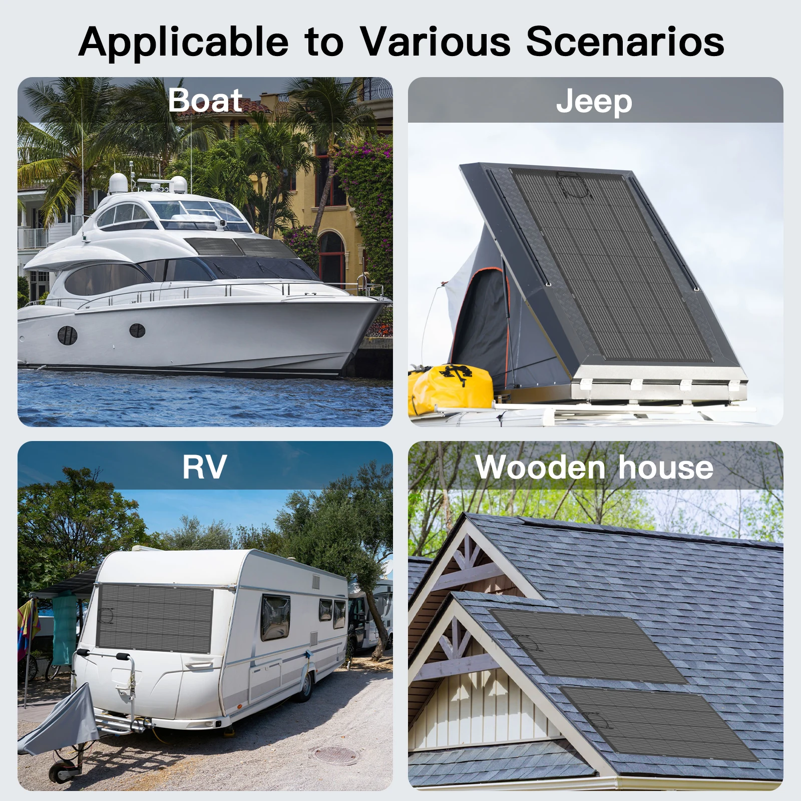 MHPOWOS Solarpanel 200 W/100 W monokristallines, ultraflexibles Solarladegerät, biegsames Mono-Off-Grid für Marine, Wohnmobil, Kabine, Van, Auto