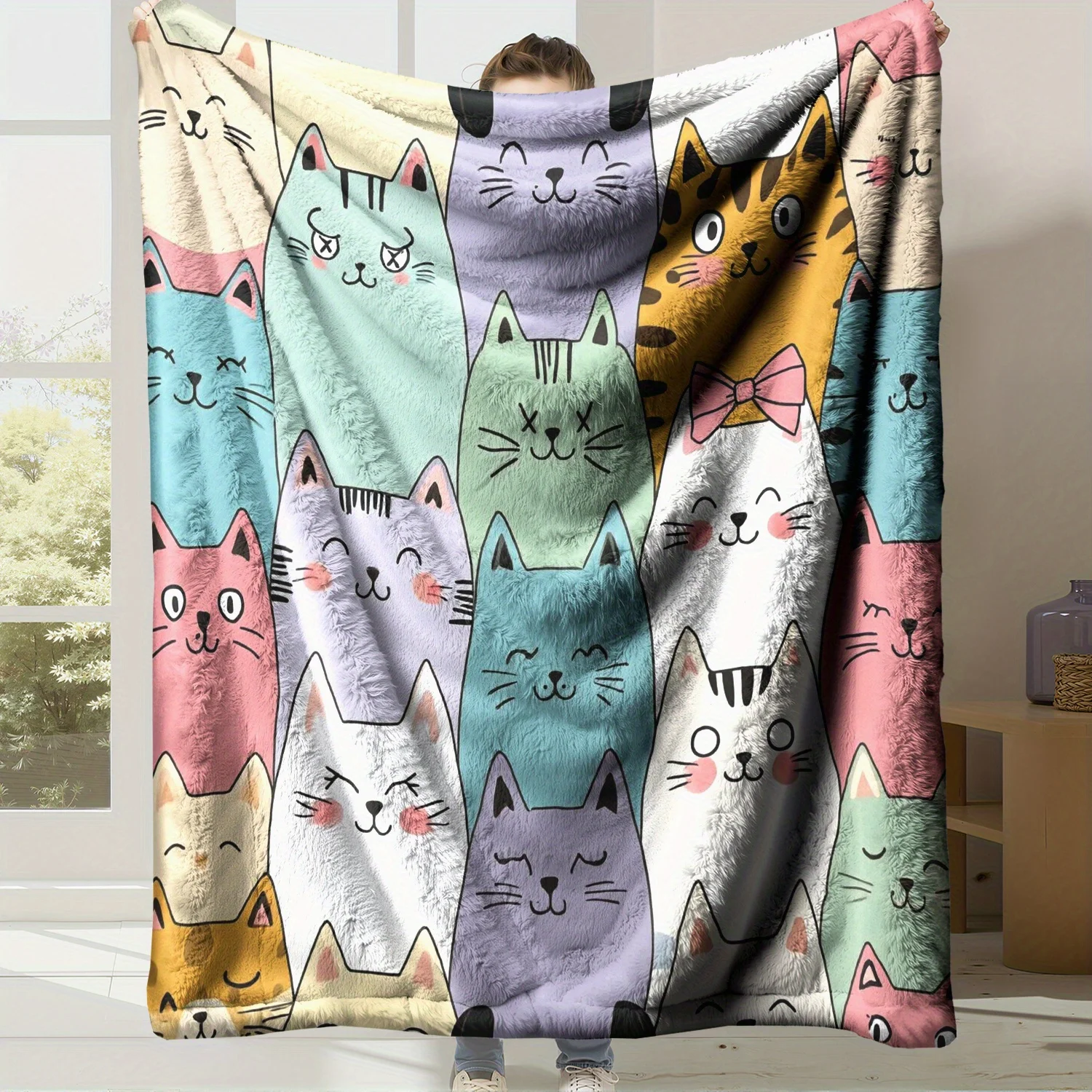 Throw Blanket Sweet Pet Motif Cozy Throw Great Gift For Cat Moms And Playful Home Decor Enthusiasts